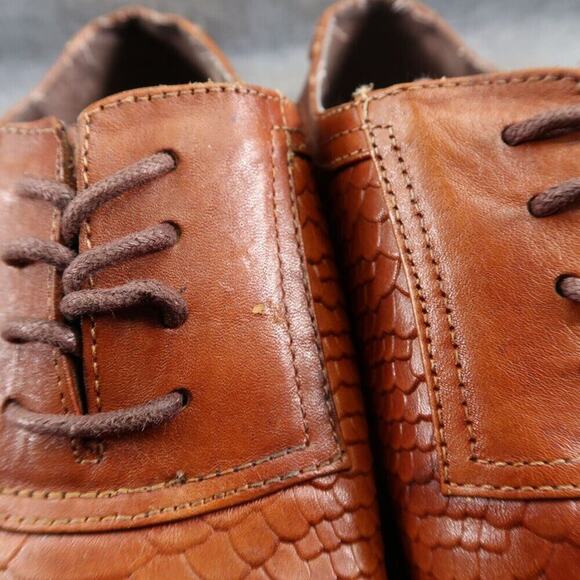 Daniel Villa Shoes Men 42 Oxford Classic Embossed Leather Burnished Formal Brown main image 4